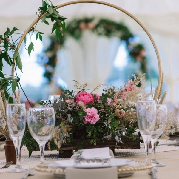 Hoop Centre piece. ideal for DIY brides,  florists and venue dressers. Made with recycled reclaimed wood.