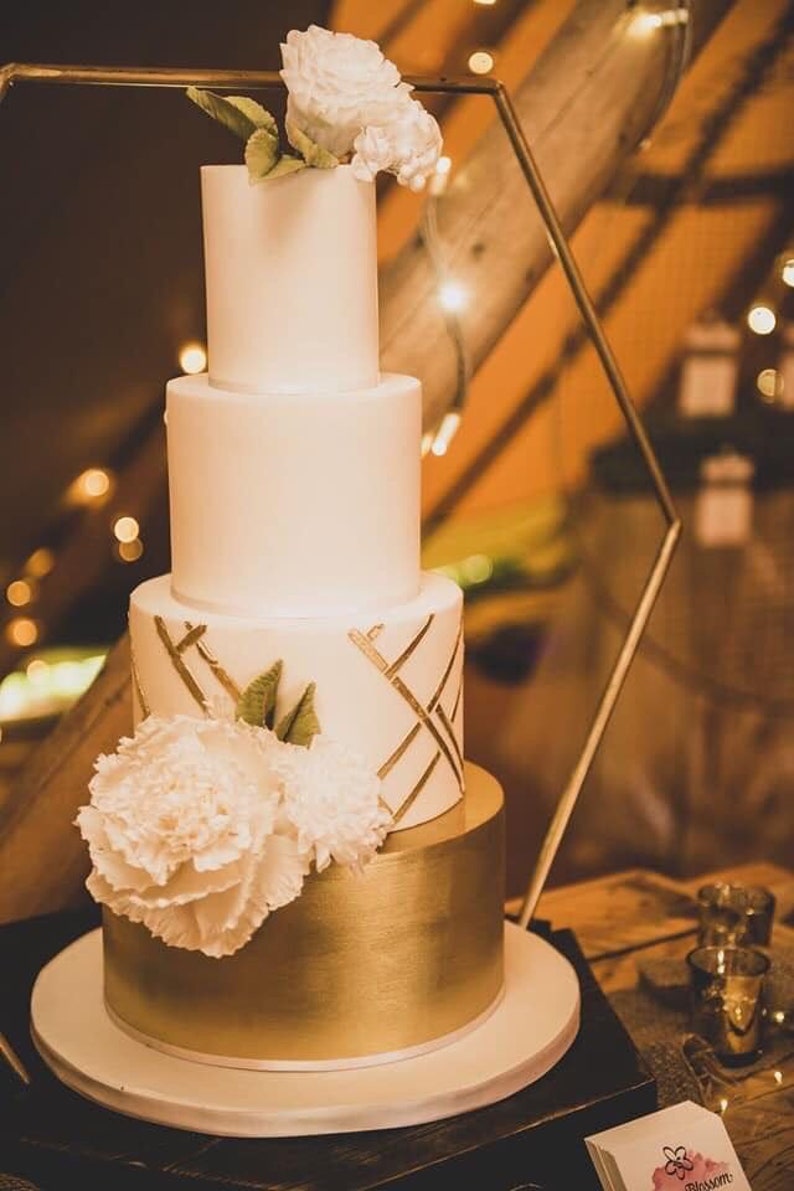 Large Hexagon Wedding cake stand only comes as a complete set please read listing for sizes and descriptions. image 8