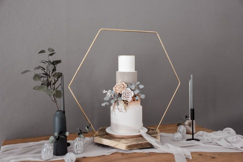 Large Hexagon Wedding cake stand only comes as a complete set please read listing for sizes and descriptions. image 2