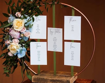 Seating plan stand. Using RECYCLED old wood. Table plan hoop stand or Welcome sign, ideal for DIY brides,