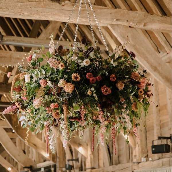 Hanging Floral installation support structure. Hanging Wreath - Floral chandelier ideal for florists. Hanging kit available.