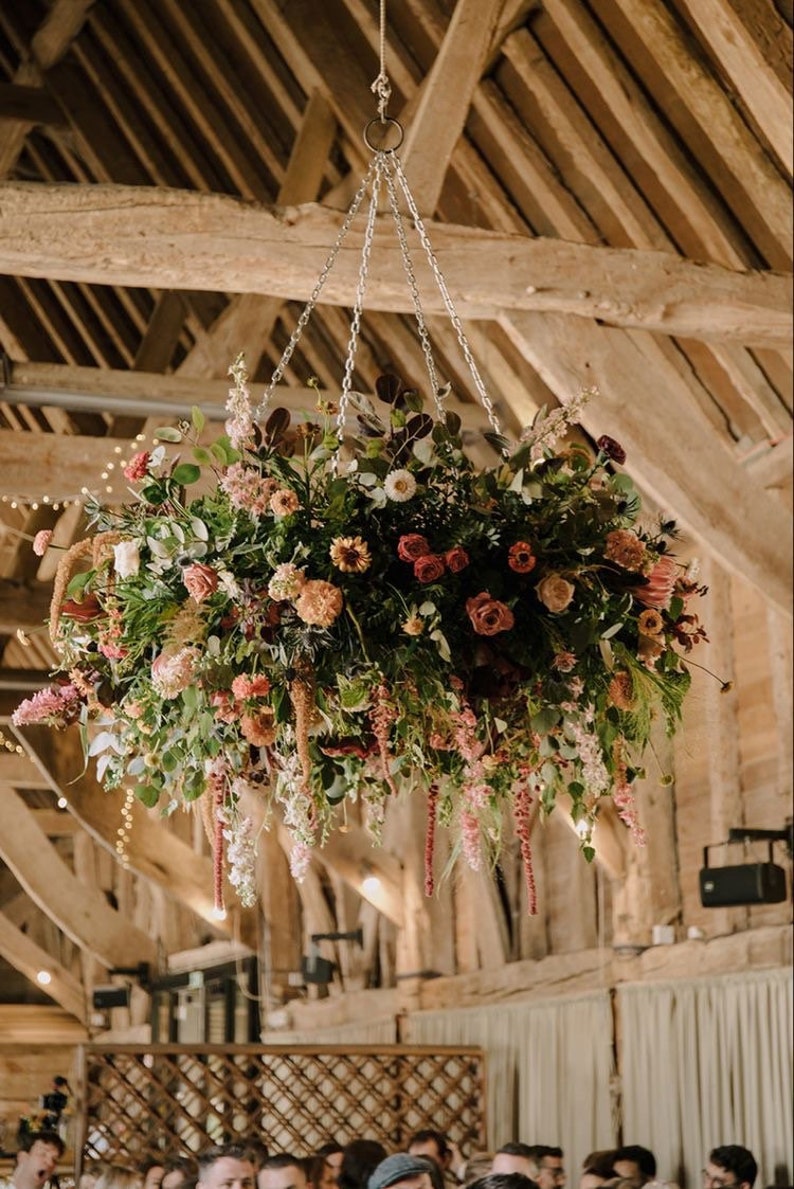 Hanging Floral installation support structure. Hanging Wreath Floral chandelier ideal for florists. Hanging kit available. image 1