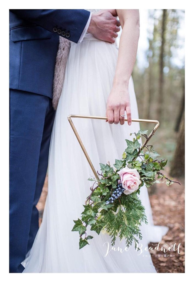 Bride Hoop bouquet, Bridal Triangle or hexagon bouquet. DIY use Alternative Bride bouquet or Bridesmaid Bouquet. image 5