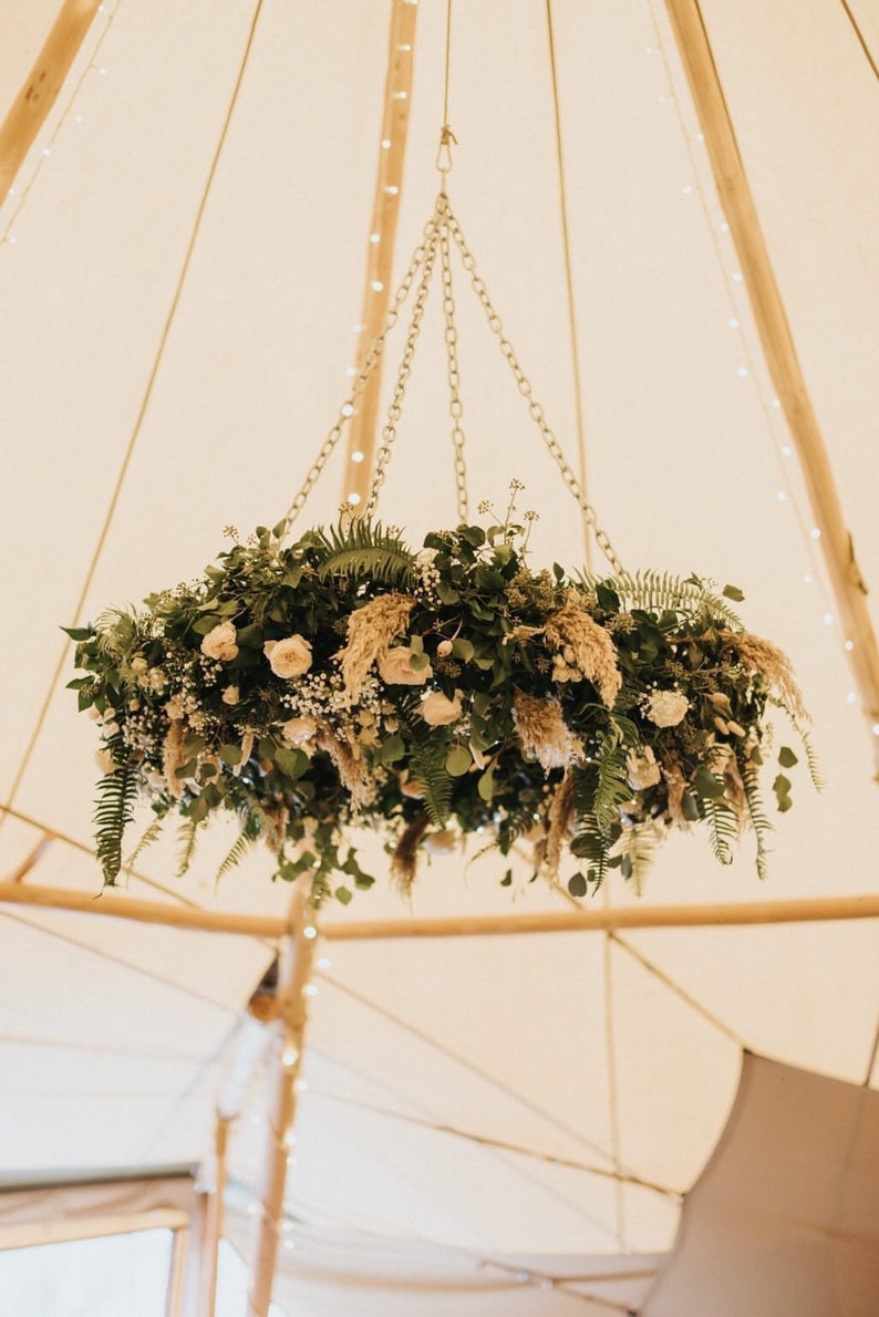 Hanging Floral installation support structure. Hanging Wreath Floral chandelier ideal for florists. Hanging kit available. image 4