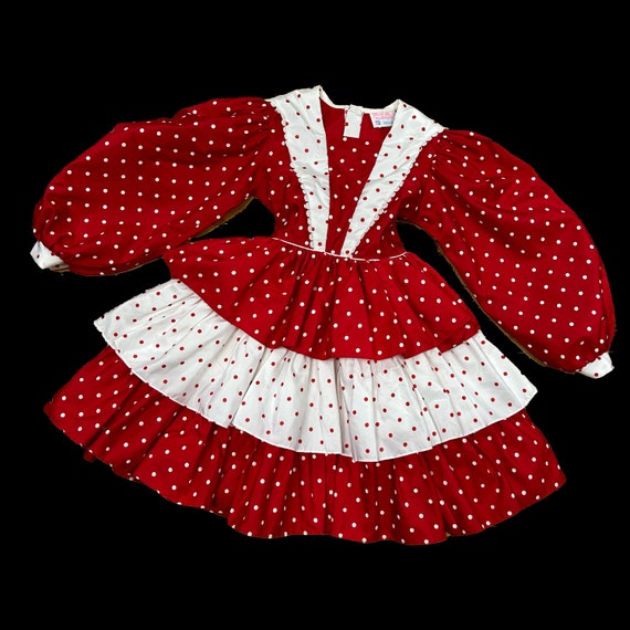 Vintage Marthas Miniatures Size 8 Girls Red Polka… - image 1