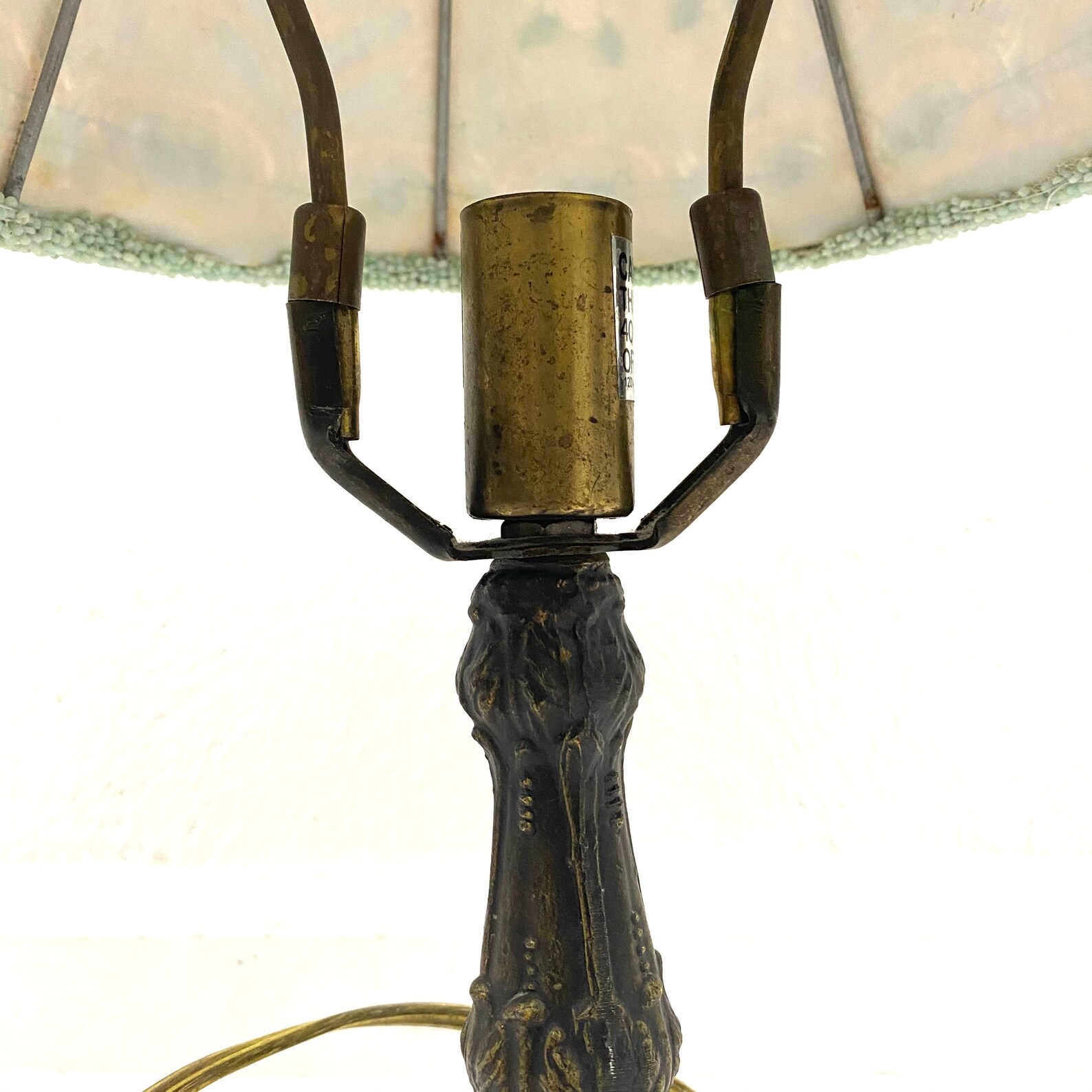 Vintage Brass Bedside Lamp Beaded Shade Victorian Cottagecore Etsy