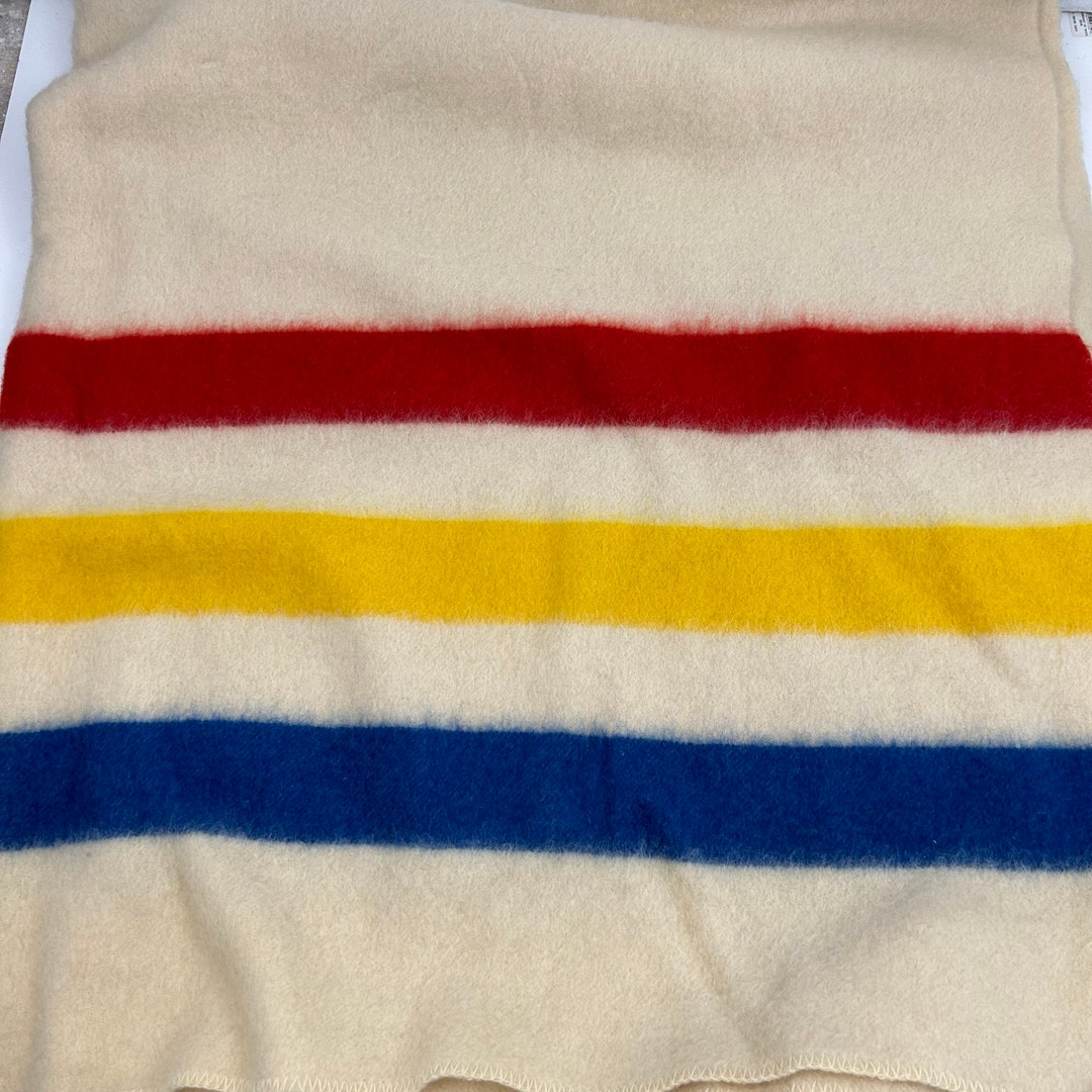 Vintage Hudson Bay Style Wool Blanket Camp Lodge RV Striped JC Etsy