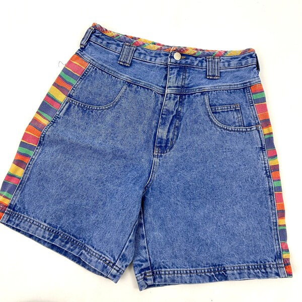Vintage High Waisted Sz 28 Denim Shorts Womens 80s Nuovo Funky