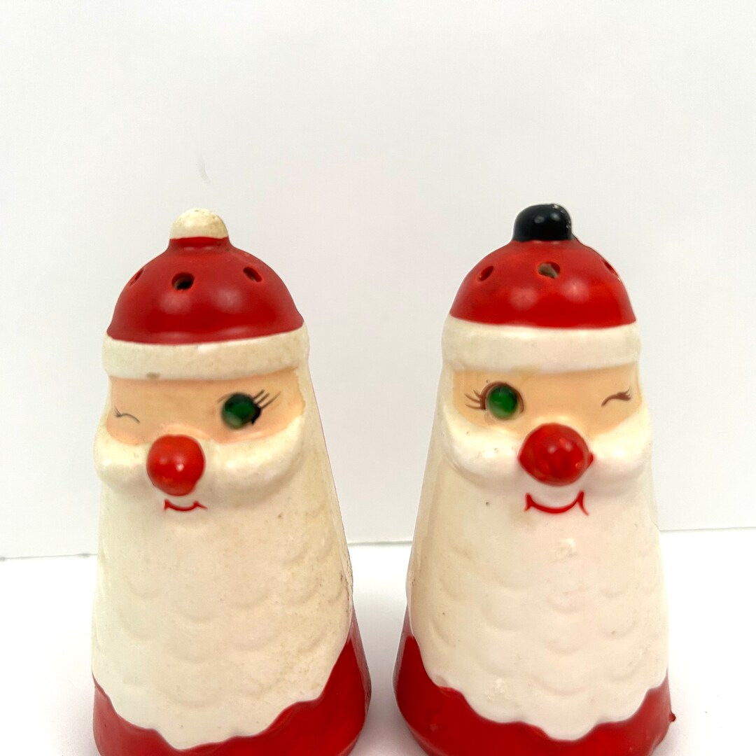 Vintage Winking Santa Rare Salt & Pepper Shaker Faux Green - Etsy