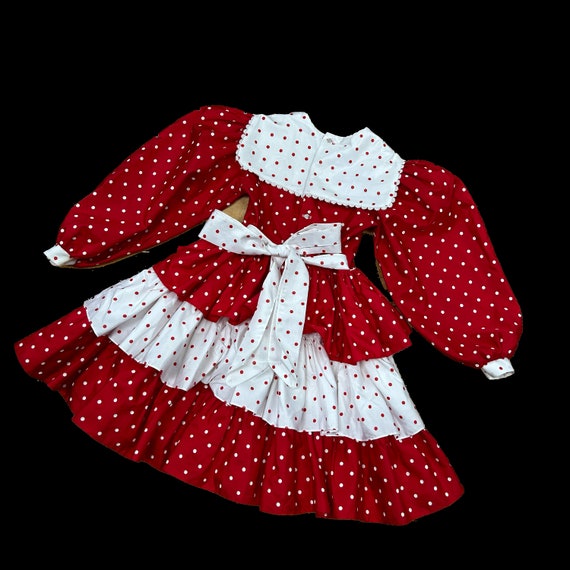 Vintage Marthas Miniatures Size 8 Girls Red Polka… - image 2