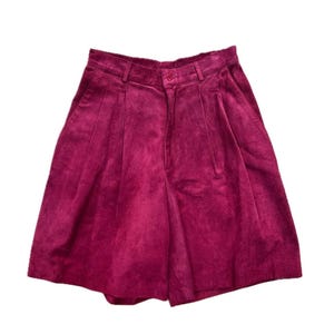 Vintage Siena Leather Long Shorts Womens 6 Oxblood Tan Pleated High Waist Suede