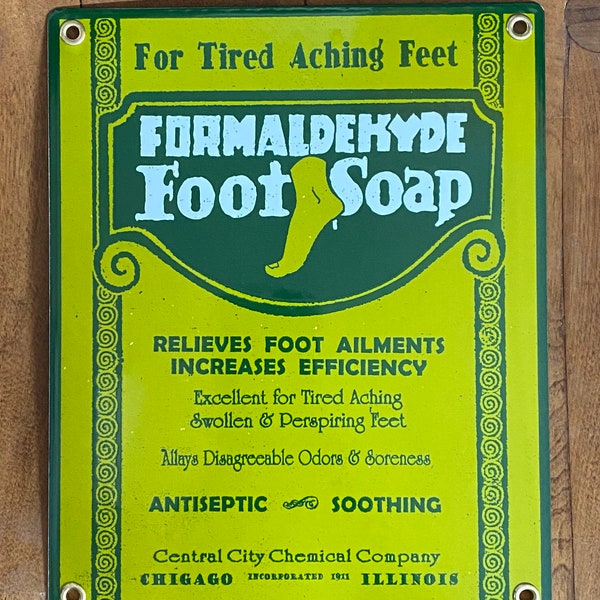Formaldehyde Foot Soap Vintage Style Porcelain Sign, Home décor