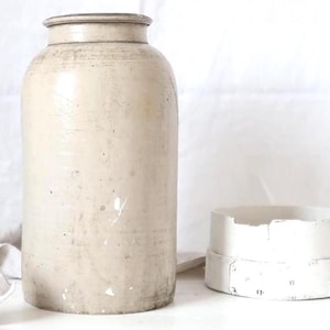 Contenitore antico in gres, vaso in terracotta per provviste, pentola per conserve XXL, contenitore per alimenti in stile rustico, interno in stile country