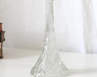 Vintage Farmhouse candlestick Pressed glass candlestand  Candle holder Farmhouse Decor Country Kitchen Style Garden Decor