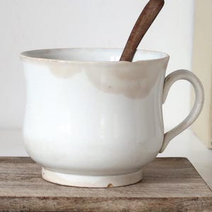 Antique french ironstone mug Stained cafe au lait cup XL Coffee pot Creil et Montereau French Farmhouse Tableware