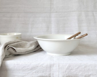 Antique ironstone bowl Cream white serving dish White Farmhouse tableware