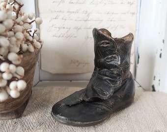 Antique french victorian Children's Shoe  Small leather button boot French Farmhouse Style Decor