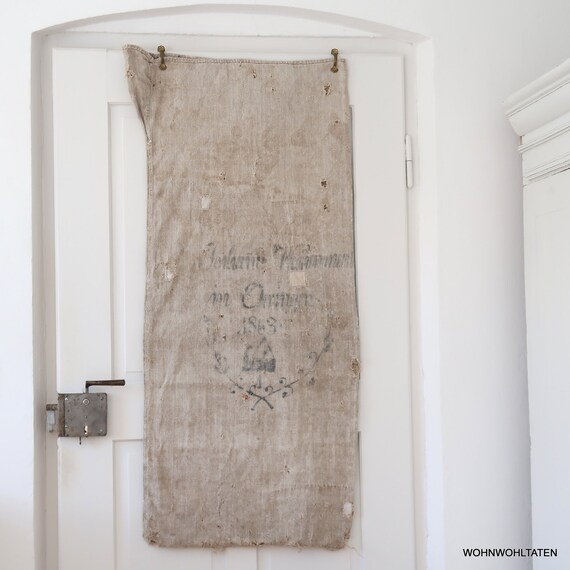 Original German Antique Grain Sack From 1863 Rustic Etsy