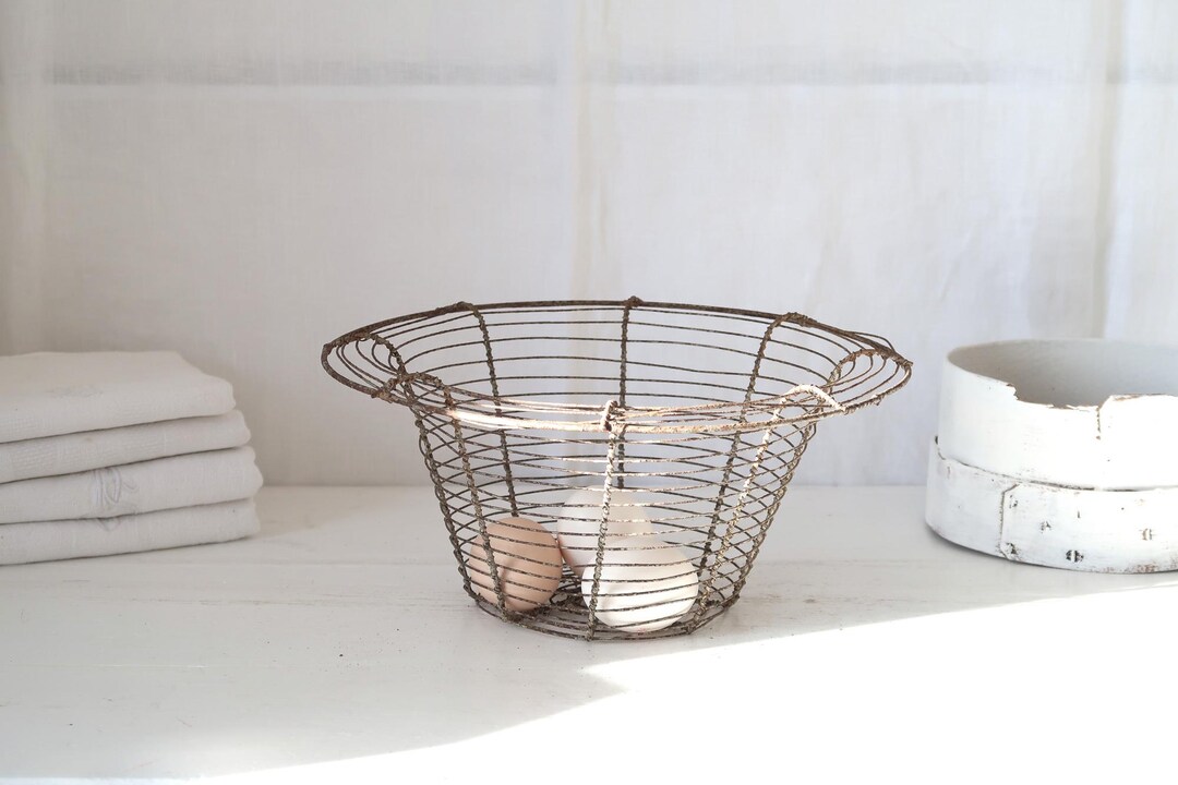 Wire Tableware French Vintage Wire Egg Basket Handcrafted Wirebasket Fil De Fer Bowl ...