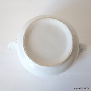 Bol en porcelaine blanche Grande assiette creuse antique avec poignées Vaisselle de ferme rustique 1899 image 8
