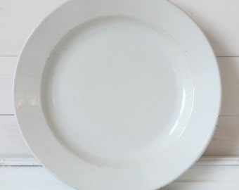 Antique white porcelain plate Round serving dish Antique Farmhouse Tableware