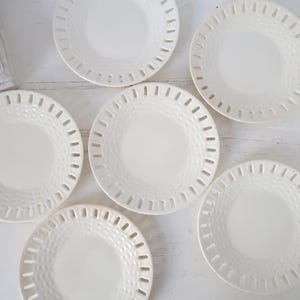 6 Pratos de Cerâmica Antigos Patina Creme Branco Prato Lateral Prato de Bolo Prato de Servir Talheres de Casa de Campo Cozinha de Fazenda