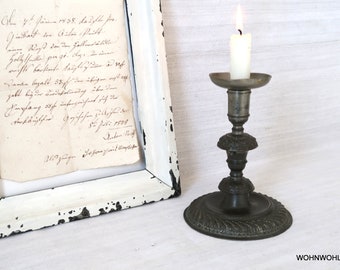 Rustic metal candlestick Antique dark candle holder Primitive candle stand Simple Farmhouse Decor