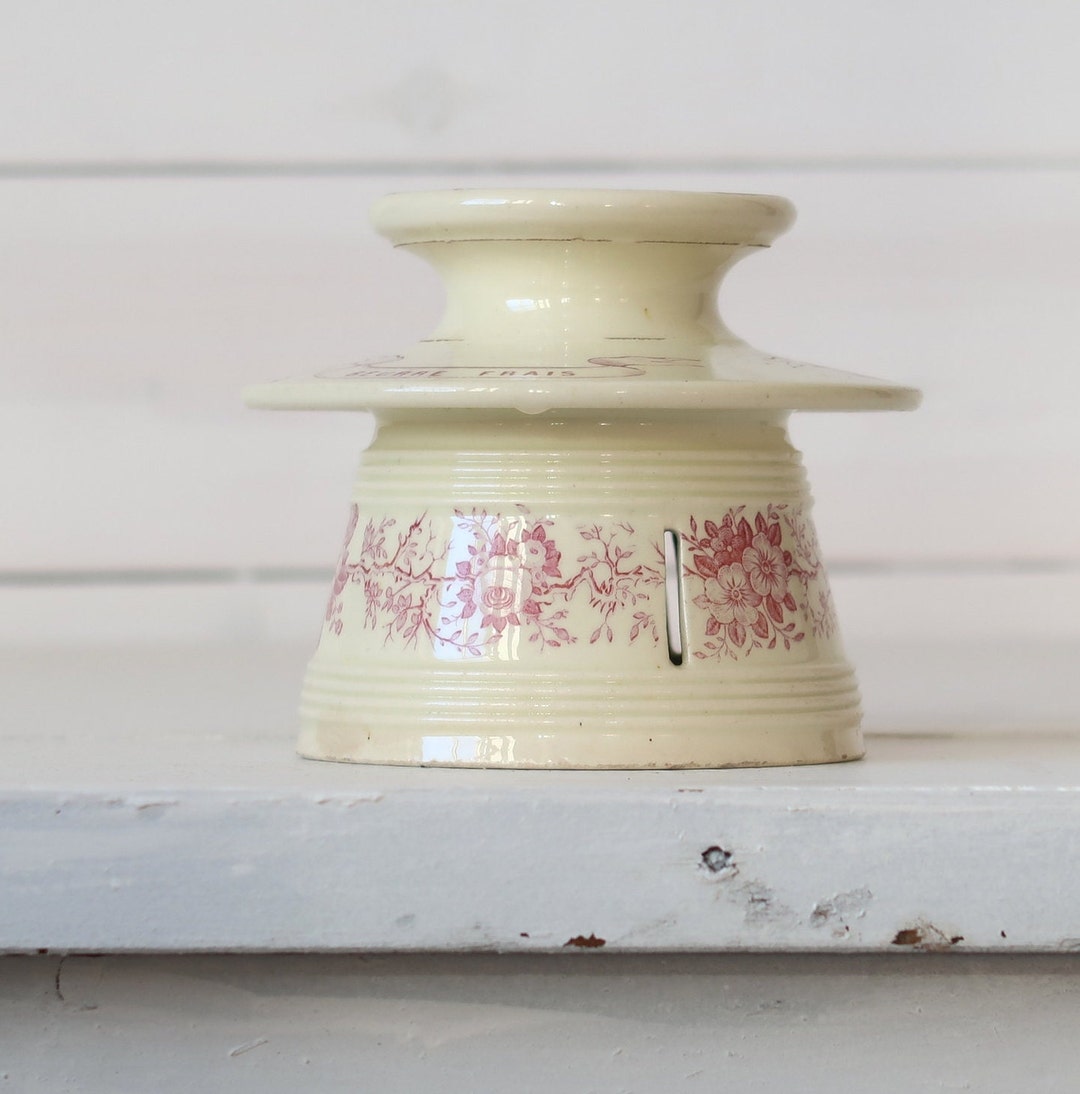 Antique French Butter Dish Ironstone Container for Fresh Butter Bright