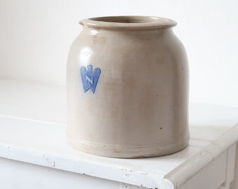 Antique grey stoneware crock HUGE preserving jar Simple farmhouse kitchen ware NADLER 1930