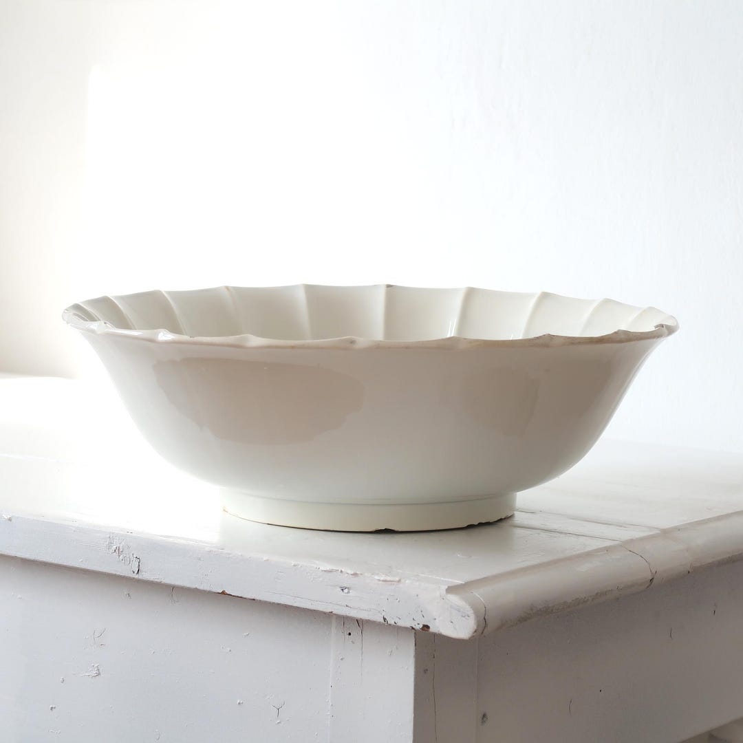 Antique Ironstone Bowl Huge Serving Dish 1896 Cream White XXL Ironstone ...