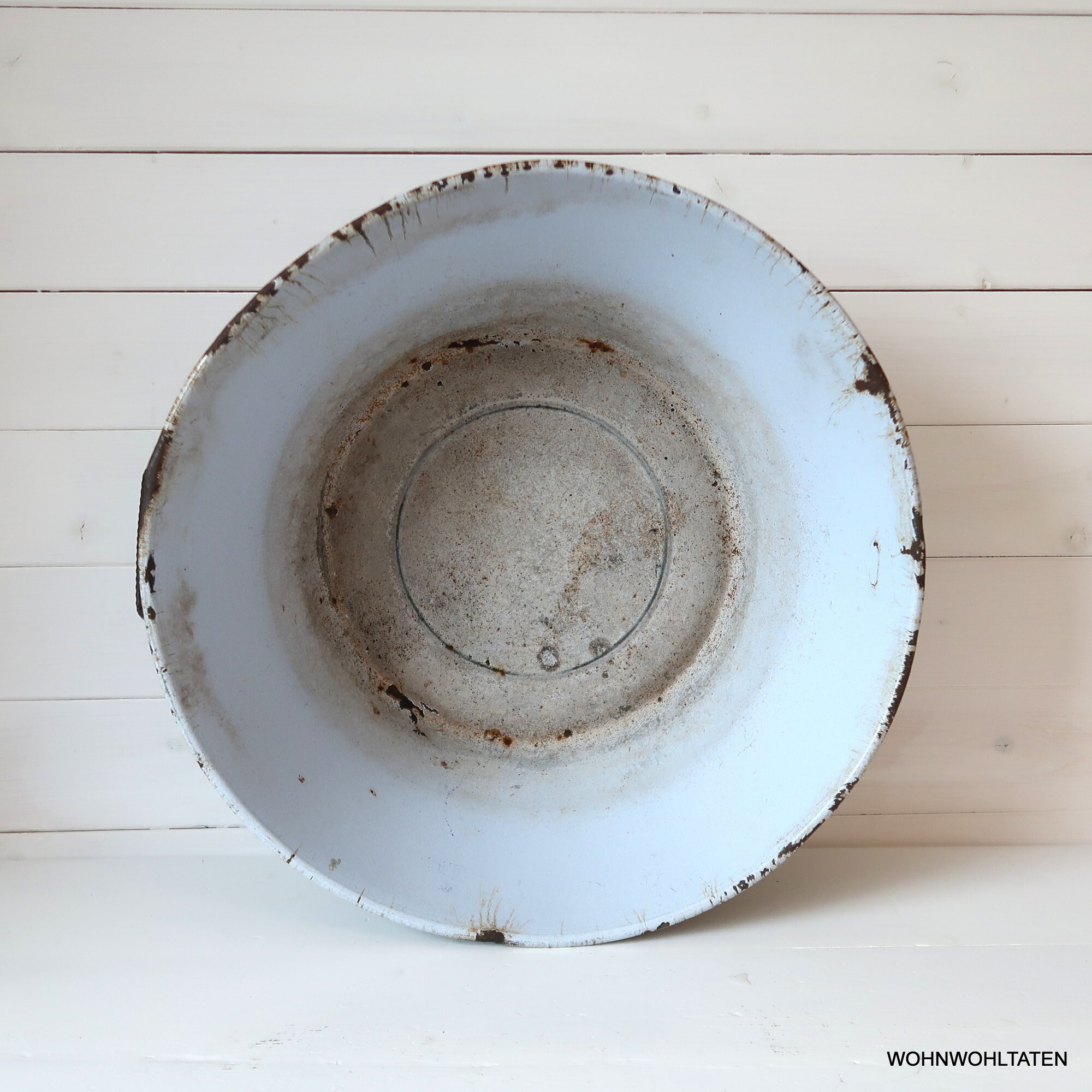 Large Vintage Enamel Tub With Handles Simple Round Black Etsy