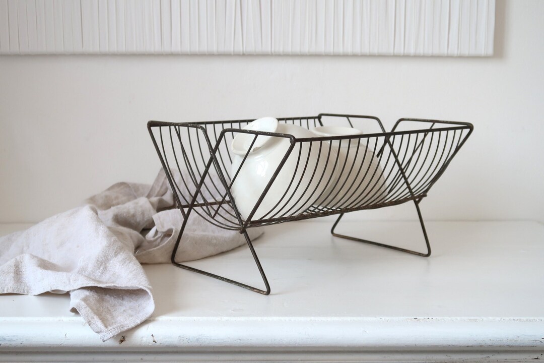 Vintage French Dish Drying Rack Small Wire Rack for Dishwashing Dish ...