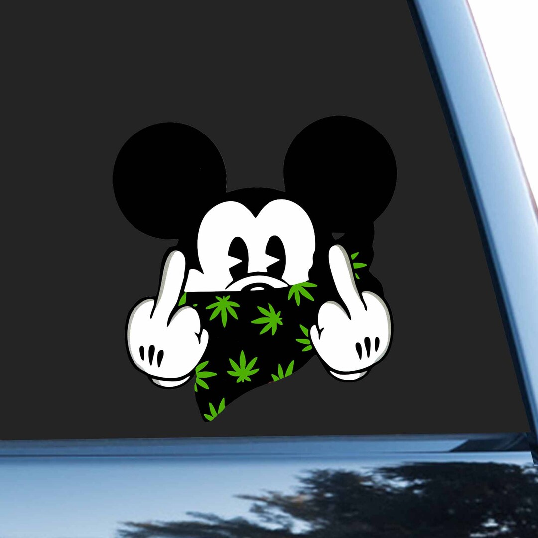 Car Sticker Disney Bumper Sticker Mickey Mouse Car Decal Rude Vinyl