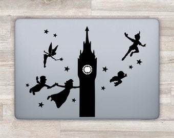 MacBook Decal Disney MacBook Sticker Peter Pan MacBook Pro Retina Neverland Apple Decal MacBook Air Tinkerbell Tinker Bell Clocktower Z 1404