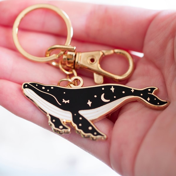 Cosmic Whale Keychain - Hard Enamel Keychain/Keyring