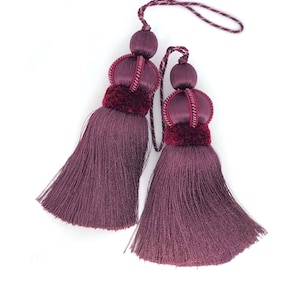 Pair of Key Tassels in Mulberry Color with Velvet Detail