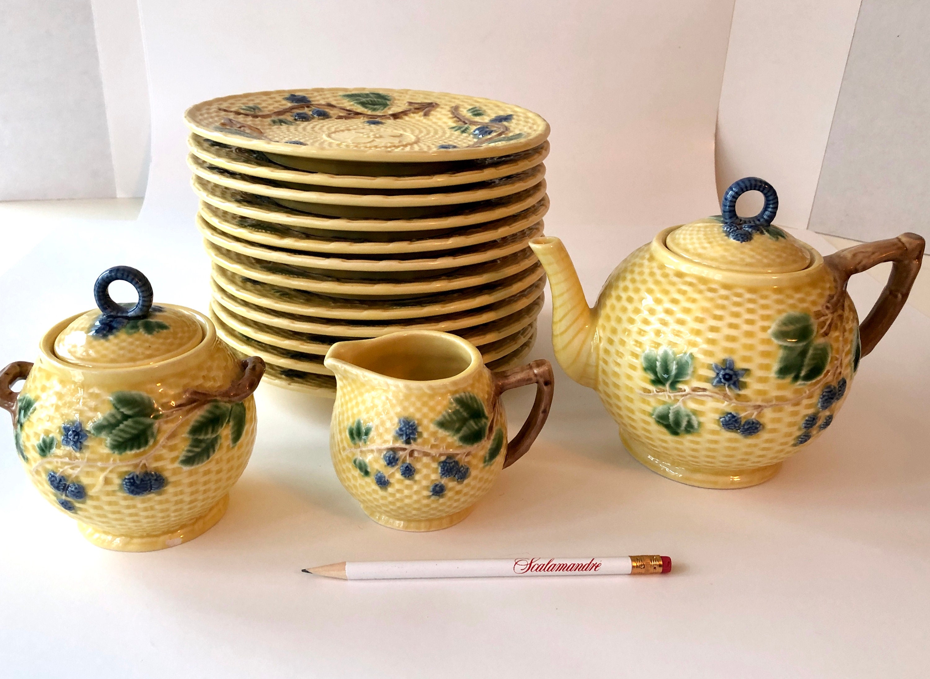 Tiffany & Co. Majolica Blackberries Tea Set With 12 Dessert Etsy