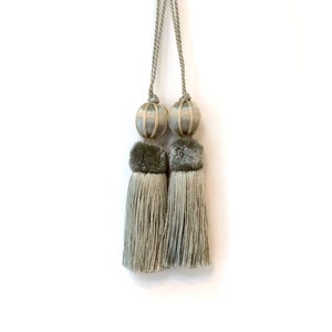 Pair of Key Tassels in Bluestone Color with Velvet Detail