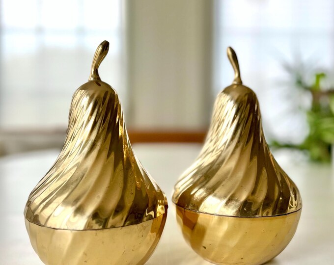 Pear Container Pair of Brass Pear Decorative Containers - Etsy