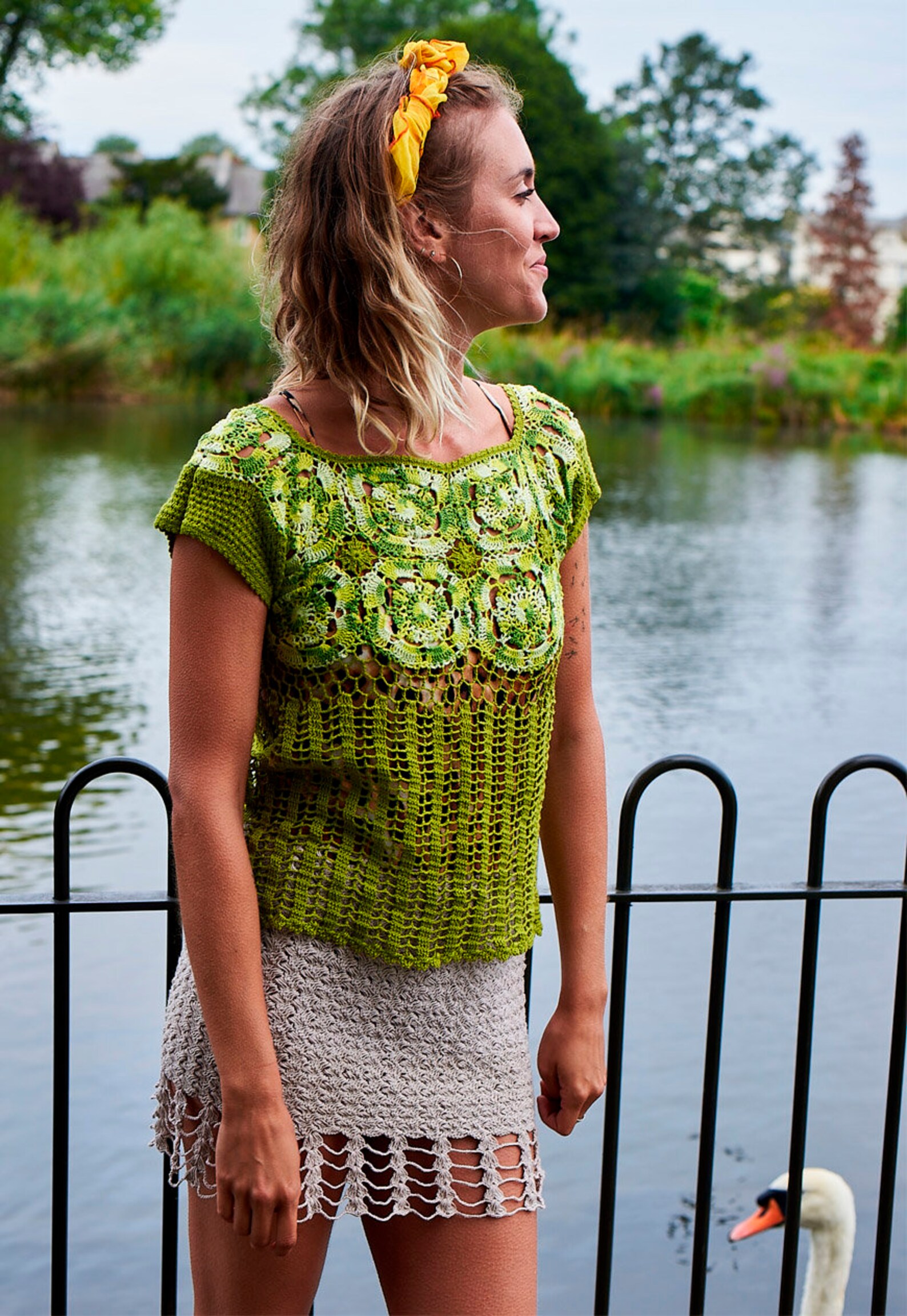 Crochet Knit Top in Green Etsy