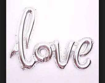 Love Foil Balloons 40&quot; - Silver Balloons, Love Balloons, Bachelorette Party, Wedding Decoration Idea, Bridal Shower, Photoshoot...etc...