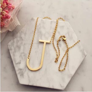 Big Large Initial Necklace, Sideways Alphabet Necklace, Letter Necklace, Bridesmaids gift, Christmas Gift, Personalized Gift