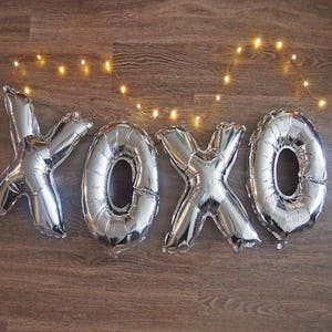 16 "XO 2pcs globos de plata foil. Fiesta de compromiso y Día de San Valentín, Decoraciones de fiesta... etcetera...