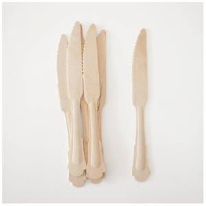 10pc Elegant Birch Wood Knife, Wooden Knife, Wooden Cutlery, Eco Friendly Party Utensils, Flatware