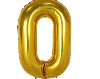 40&quot; Gold Number Zero O Balloon, Birthday Party and New Year Party etc ... 1,2,3,4,5,6,7,8,9,0