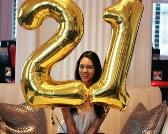 40&quot; Gold Number One 1 Balloon, First Birthday, Party and etc... 1,2,3,4,5,6,7,8,9,0