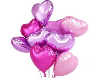 5 pièces ensemble 18inch Bright Pink Heart Foil Balloon. Saint-Valentin, anniversaire, décorations de fête... Etc...