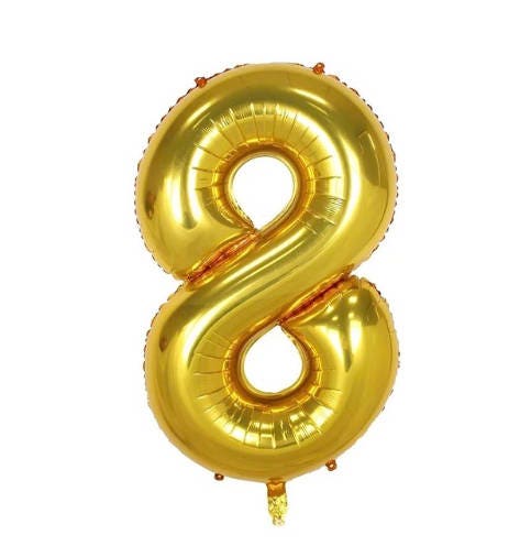 40" Gold Number "Eight 8" Balloon, Birthday Party and etc ... 1,2,3,4,5,6,7,8,9,0