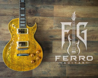 Custom Les Paul Style Laser Engraved Guitar-Stained and Gloss Finish