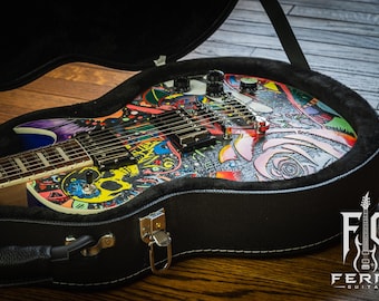 Custom Les Paul Style Guitar Laser Engraved and Hand Painted